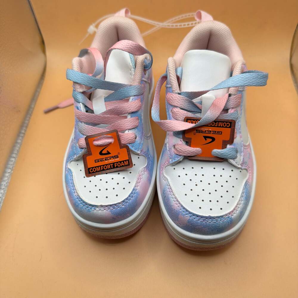 GEERS by Dream Seek Girls Pink and Blue Cloud Tie-Dye Comfort Foam Platform Snea